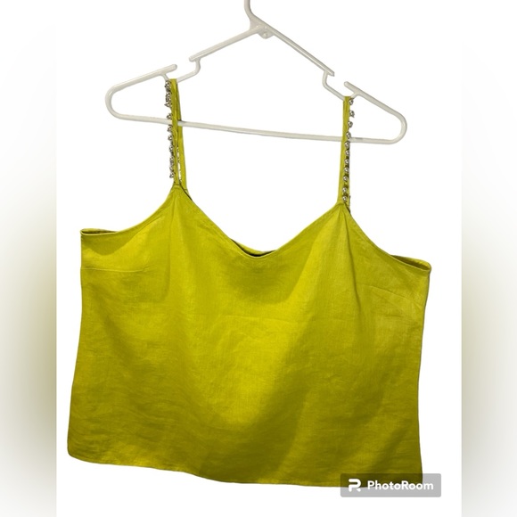 MARCNEWYORK XL neonyellow linen pearl spaghetti straps semi sweetheart neckline. - Picture 14 of 16